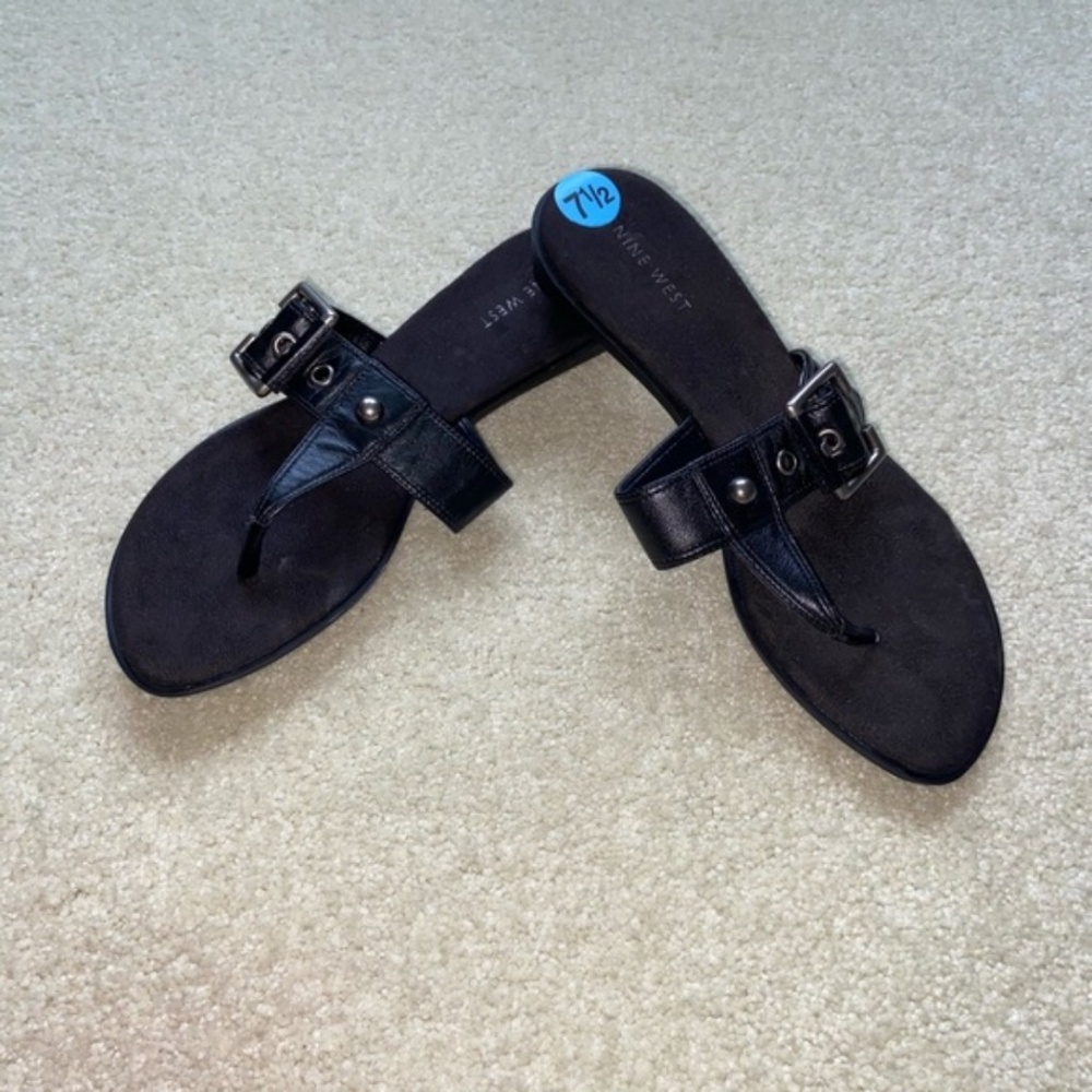 Nine West Black Leather Sandal - Size 7.5